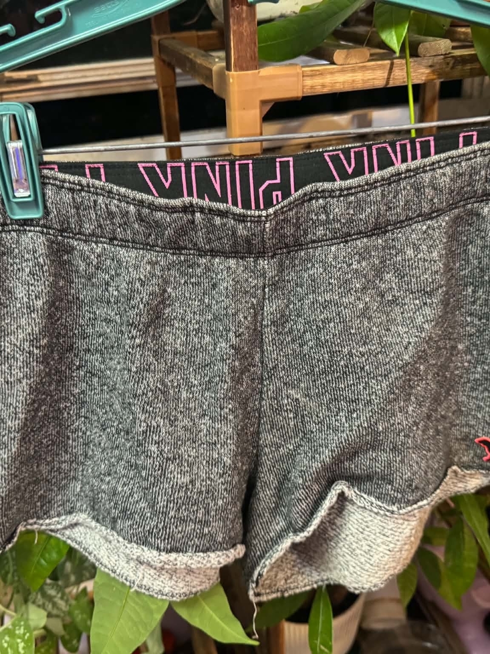 Victoria's Secret Gray Lounge Bike Shorts with Pink Branded Waistband
